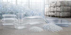 Clear RPET food containers made with recycled PET material