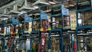 Plastic bag film production lines inside Yinling’s workshop